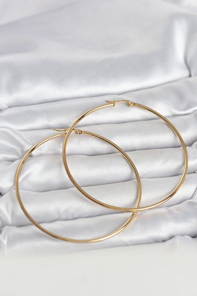 Inure Jewelry أقراط دائرية نسائية من الفولاذ 316L باللون الذهبي مقاس 70 ملم