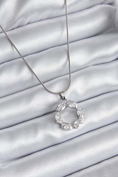 Inure Jewelry 316L Steel Silver Color Zircon Stone Women's Necklace