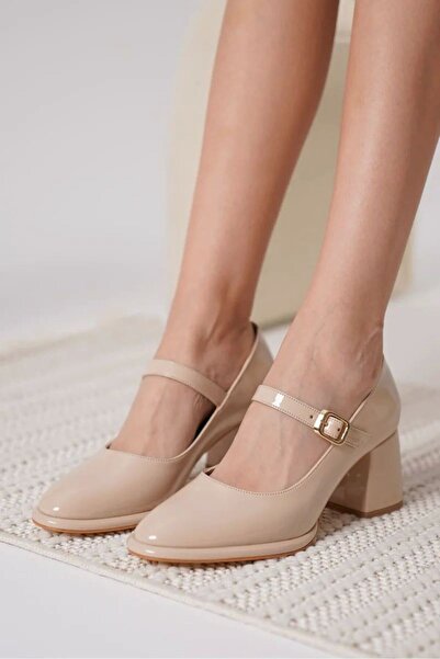 Generic Brand Nude Patent Leather Women's Heeled Shoes Tr18Ms08B