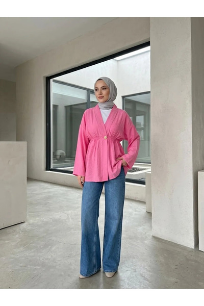Foremia كارديجان بتفاصيل أزرار بلون الفراولة - فوشيا