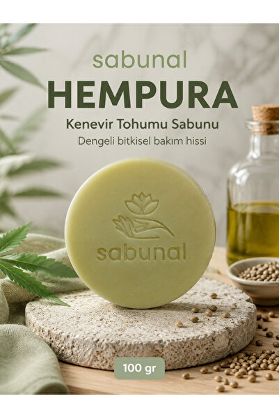 sabunal HEMPURA Kenevir Sabunu - Nem Dengesi, Yumuşak ve Esnek Cilt İçin Bitk...