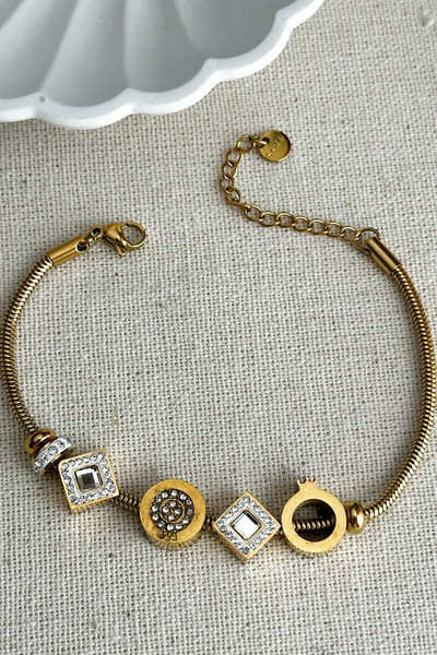 Modacaprea Steel Evil Eye Charm Women's Steel Bracelet – 17+2 cm Gold Color B...