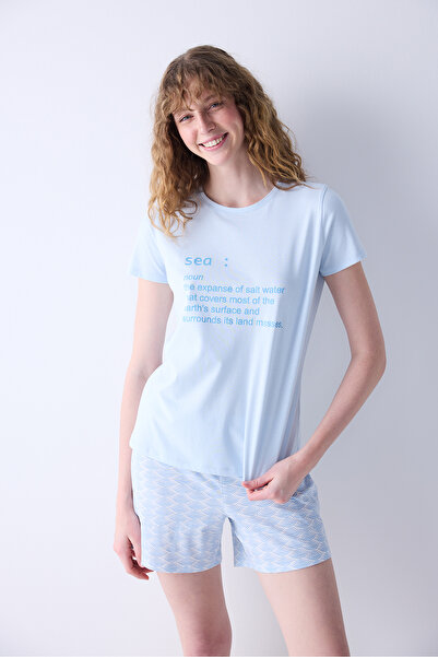 Penti Sea Açık Mavi Şortlu Pijama Takımı