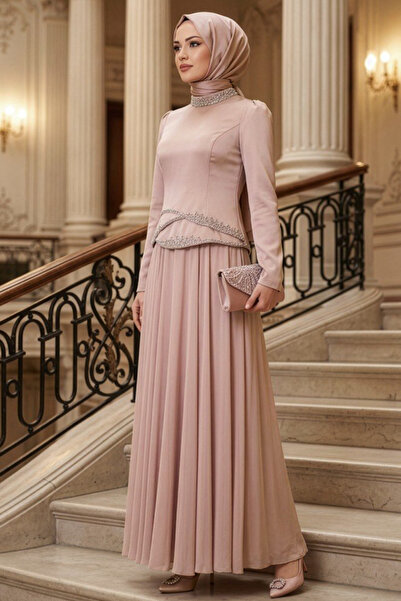 N.S NEVA STYLE فستان سهرة إسلامي مزين بالخرز 55991PD
