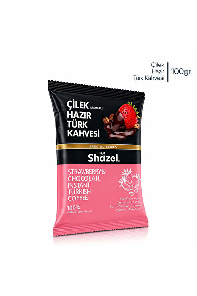Shazel Çilekli Hazır Türk Kahvesi 100gr | Doğal Çilek Aromalı | Özel Seri