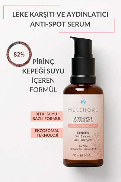 Melinore Leke Karşıtı ve Aydınlatıcı Cilt Bakım Serumu %82 Pirinç Suyu 30ml