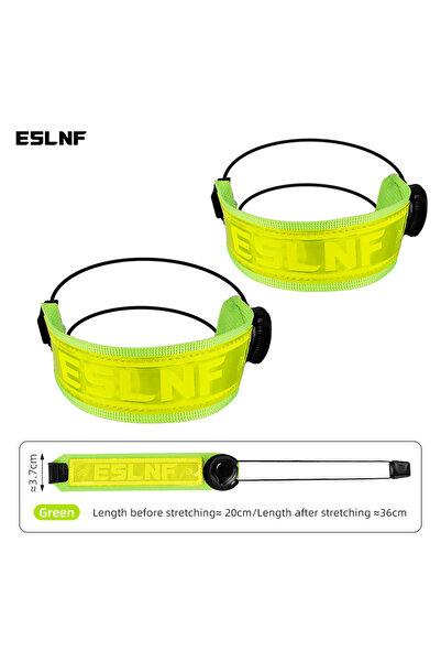 Choice5 Green 2P ESLNF Adjustable Reflective Cycling Ankle Strap Rotary Buckl...