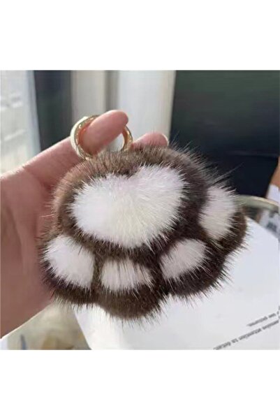 Choice G Cat Paw Pendant Keychain Couple Keychain Fluffy Faux Fur Keychain Ch...
