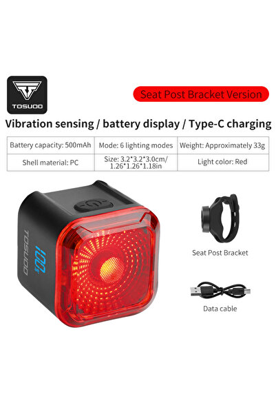 Choice1 ضوء فرامل ذكي للدراجات TS-WD113-01 من TOSUOD، مصباح خلفي IPx6، إضاءة ...