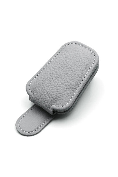 choice2 1PC Grey Car Sunglasses Holder Sun Visor Sunglasses Clip Cowhide Glas...