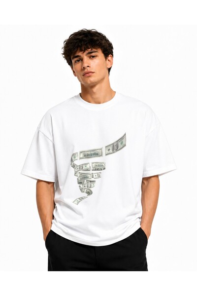 Inscriptie Ουνισέξ Βαμβακερό T-shirt Υψηλής Ποιότητας  "Σπιράλ Δολάριο "