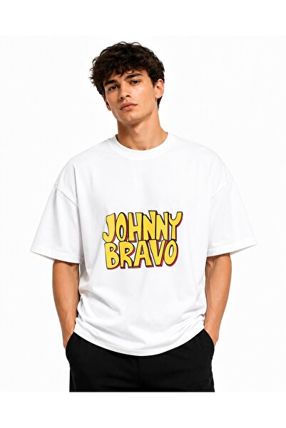 Inscriptie Tricou Unisex Bumbac Premium Casual " Johnny Bravo logo "