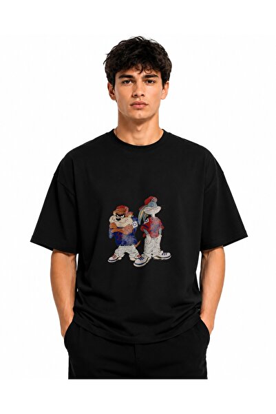 Inscriptie Tricou Unisex Bumbac Premium Casual " Bugs Bunny & Taz - Hip hop "