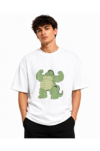 Inscriptie Tricou Unisex Bumbac Premium Casual " Crocodil cu muschi "