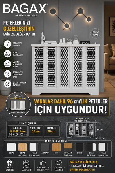 BAGAX Bodrum Model, Beyaz Renk,iç Ölçü 96 Cm Dış Ölçü 100 Cm Petek Kaplama, D...