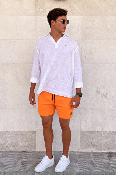 Madmext Men's Swim Shorts 7213 - Orange and Side Pocket