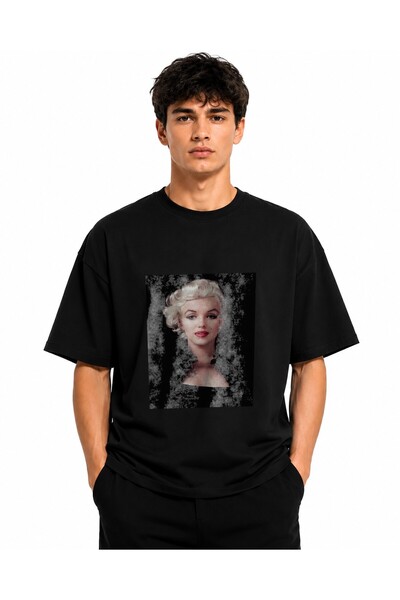 Inscriptie Unisex Premium Cotton Casual T-Shirt "Marilyn Monroe - red lipstick"