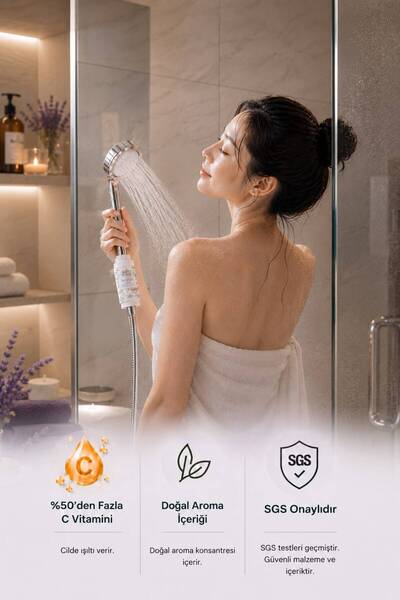 Be-Vita Lavender C Vitaminli Cilt Besleyici Klor ve Kireç Önleyici Aromatik Duş Filtresi Su Arıtıcı