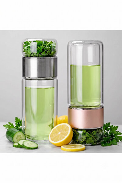 Dream Plus Çift Katlı Cam Detox Bitki Çayı Ihlamur Demliği Bitki Çayı Bardak ...