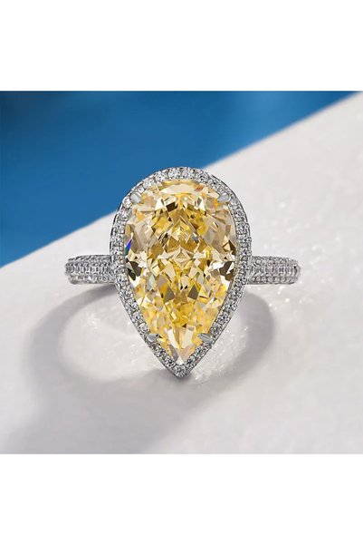 Choice5 6 T0131 Huitan Big Pear Yellow/Pink Cubic Zirconia Rings for Women Lu...
