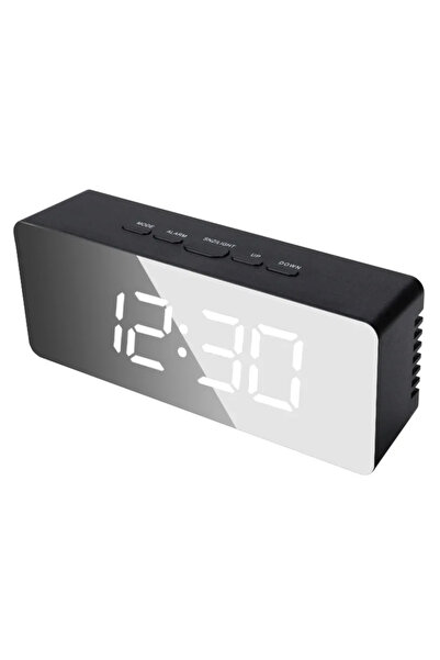 Choice1 Black Digital Alarm Clock LED Electronic Desktop Clock with Temperatu...