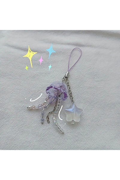 Choice Purple Unique Jellyfish Star Pendant Phone Strap Lanyard Beaded Keycha...