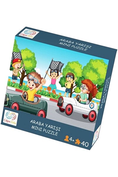 Çılgın Zeka Araba Yarışı Mini Puzzle 40 Parça 3-7 Yaş Çocuk Puzzle Yapboz