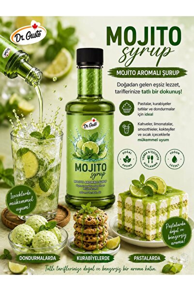 Dr. Gusto Mojito Kokteyl Şurup 300 CC – Ferahlatıcı Limon & Nane Aromalı İçec...