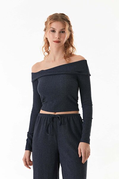 Fulla Moda Bluza sa zgužvanom tkaninom i madona ovratnikom