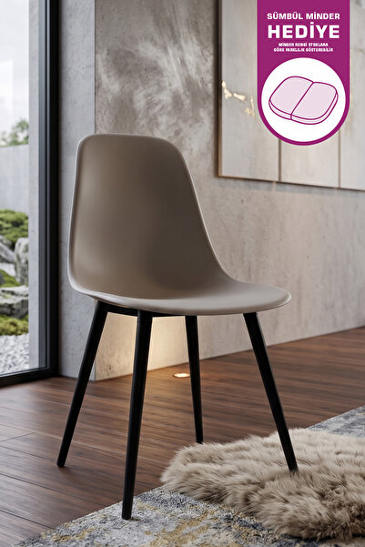 VİLİNZE Eames Siyah Ahşap Ayak Plastik Gri Sandalye