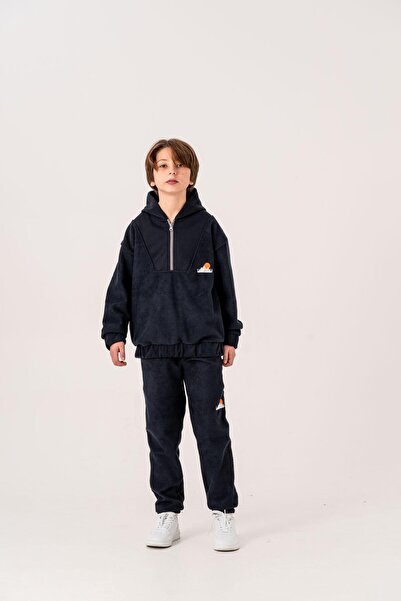 Mışıl Kids Σετ αθλητική φόρμα με κέντημα Fleece Boy's Bottom-Top