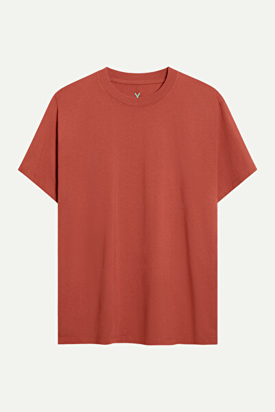 KAFT Burgundy Men's Regular Basic T-Shirt - 100% Cotton |   (Regular - Brick)