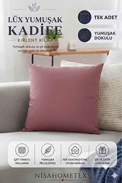 Nisahometeks Pink Luxury Soft Textured Velvet Living Room Throw Pillow & Pill...