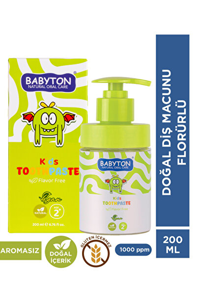 BABYTON Doğal Aromasız 2 Yaş ve Üzeri Florürlü Diş Macunu 200 ml