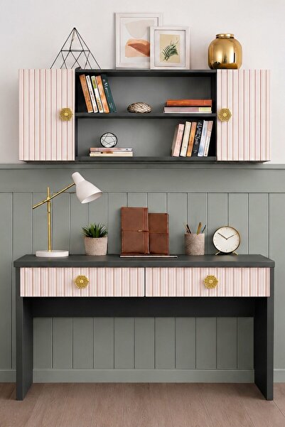 Rudu Milas Çalışma Bilgisayar Masası 120x60x115 cm Raflı 2 Kapalı 2 Çekmeceli...
