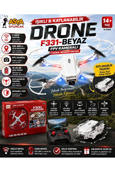 Asya Oyuncak Işıklı Drone F331-Beyaz