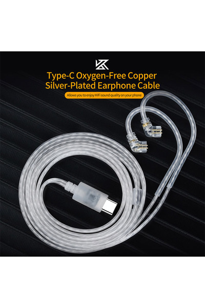 Choice NO MIC KZ Earphones Cable OFC Silver Plated Upgrade Cable Wire Type-c ...
