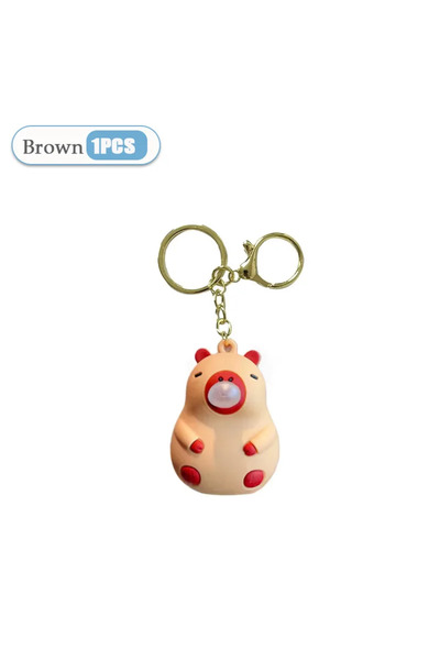 Choice Brown-1PC Capybara Doll Pinch Music Keychain Toys Squeeze Spit Bubble ...