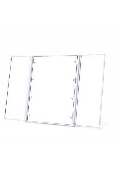 Choice WHITE Portable LED Three Sided Makeup Mirror Folding Design Travel Van...