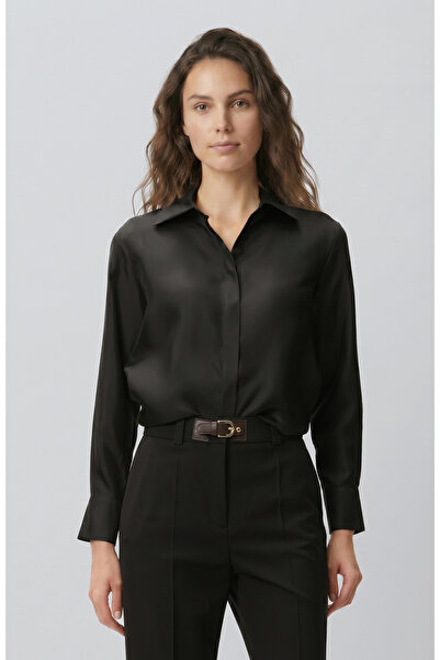 Network Limited Siyah İpek Twill Gömlek