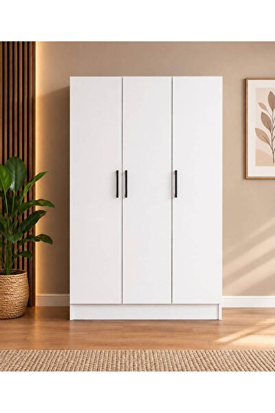 Genel Markalar Modern 3 Kapaklı MDF Gardırop Elbise Dolabı 180×118×50 cm Beya...