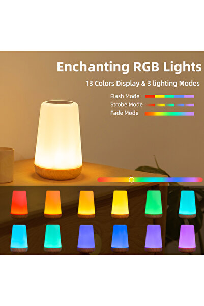 Choice مصباح طاولة ليلي RGB بـ 13 لونًا مع جهاز تحكم عن بعد، مصباح سرير قابل ...