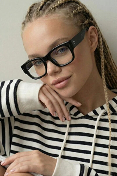 Chunky Frame Marcos Unisex New Season Popular Square Black Framed Blue Block ...