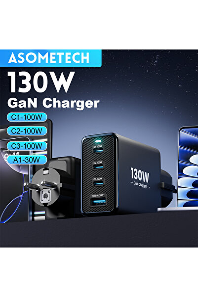 Choice شاحن KR Plug Gan USB Type C بقوة 130 وات و4 منافذ PD3.0 QC4.0 3.0 شحن ...