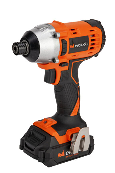 Evotools Pistol de impact cu acționare hexagonală de 1/4, 2 baterii și încărc...