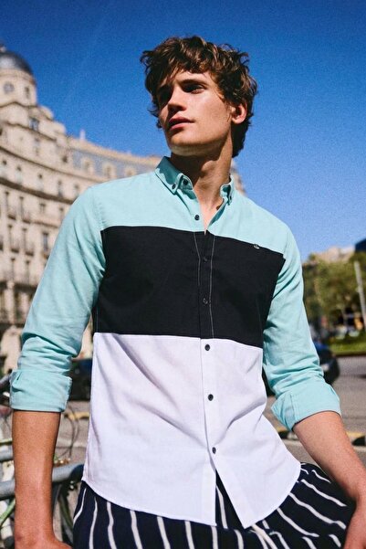 comstar Three Colors Slim Fit Lycra Denim Shirt
