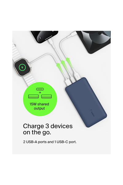 Belkin 10,000 Mah Type-C 15W Fast Charging Powerbank - Navy Blue