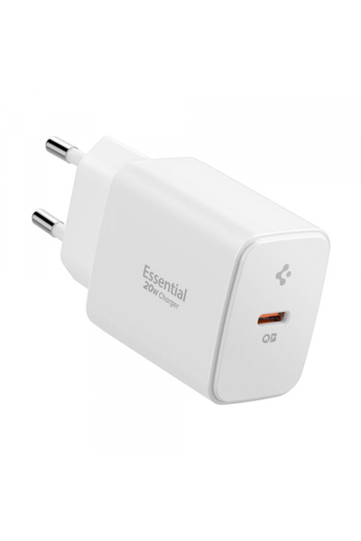 Universal Incarcator Retea Spigen Essential, 20W, 3A, 1 x USB-C, Alb ACH08701