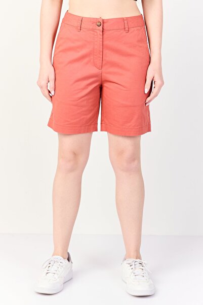 Gant Women Regular Fit Plain Chino Shorts, Rust Brown