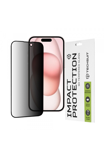 Apple Folie de protectie Ecran Privacy Techsuit pentru iPhone 16 / 15, Sticla...